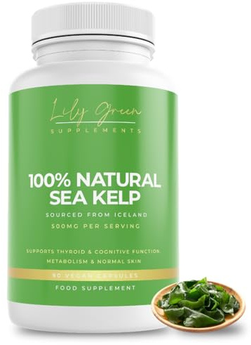 Lily Green Natural Sea Kelp Capsules | High Strength 435mcg Iodine Supplement | Sourced from Iceland | No Artificial Fillers | 90 Vegan Capsules | Made in UK