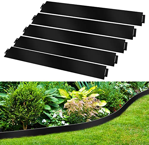 Ansobea Rasenkante,30M Rasenkante Metall 100 * 15cm,verzinkt Beeteinfassung Frei zu Biegen,Garten Rasenkante, kann für Hof,Garten,Bauernhof -Schwarz