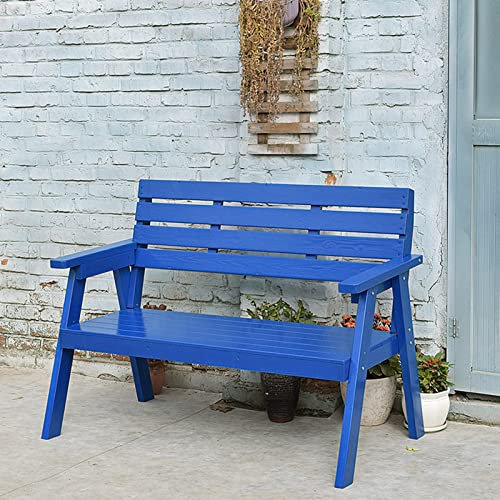 Yclty Gartenbank Aus Holz mit Rückenlehne und Armlehnen, 2–3-Sitzer-Terrassensitz mit Lattenrost für Balkondeck, Veranda Oder Park – Moderne Rustikale Gartenmöbel (Color : Dark Blue, Size : 160cm)