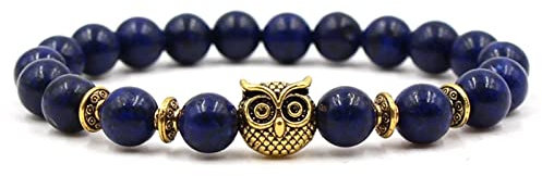 Aotiwe Armband Set Perlen, Armband Gold Frauen Eule Kristall 19cm mit Rundschliff Achat