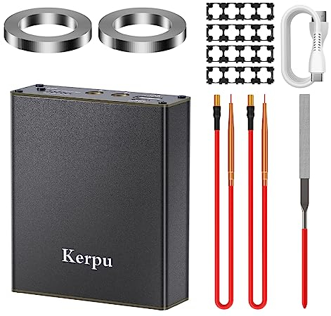 Saldatrice a Punti a Batteria, Kerpu saldatrice a Punti 18650 Tascabile con 11 Ingranaggi Regolabili, Batteria Ricaricabile da 50000 mAh,Foglio di Nichel 2x2M e Supporto 4X4 per la Realizzazione