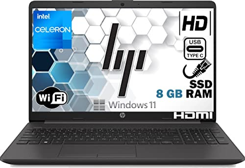 HP 250 G9 Notebook Portatile, RAM 8 Gb DDR4, Ssd M2 256GB Display HD 15.6, Intel Celeron 2 Core fino a 2,8 GHz, Wi-fi, 3 usb, webcam HD, Win 11 Pro 64 bit, Libre office, pronto All'uso