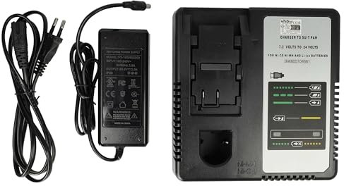 vhbw caricabatterie compatibile con Panasonic EZ6501, EZ6502, EZ6503, EZ6504, EZ6505, EZ6506, EZ6507, EZ6508 batterie Ni-Cd, NiMH, Li-Ion di attrezzi
