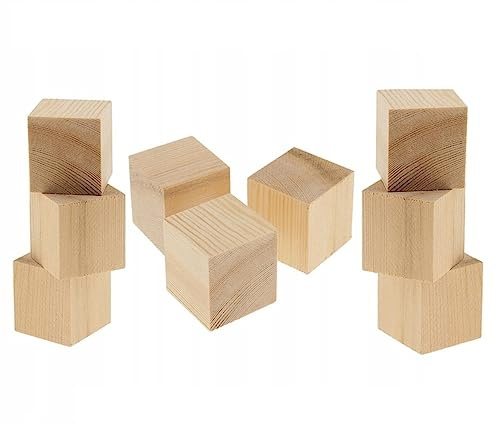 Wooden World - 10 x Liscio dado dadi cubo cubi vuoto liscio non dipinto legno sei lati 30 mm