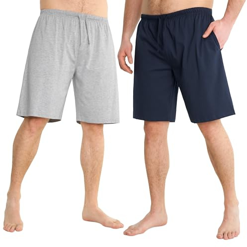 CityComfort Pantaloni Corti Uomo, Comodo Pantaloncini Estivi con Tasche - Pacco 2 (L, Blu Navy/Grigio)