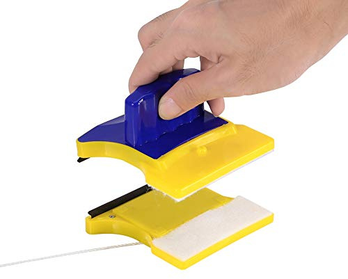 Lave Vitre Magnétique, Nettoyant à Vitres Double Face Essuie-Glace Avec 2 Cotons De Nettoyage Supplémentaires, Corde Anti-Chute pour Fenêtres à Vitrage De Grande Hauteur