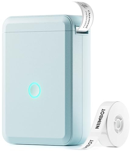 NIIMBOT D110 Etikettendrucker, Selbstklebendes Etikettiergerät Tragbarer Labeldrucker Label Printer mit iOS Android,Für Zuhause Büro (Hellblau)