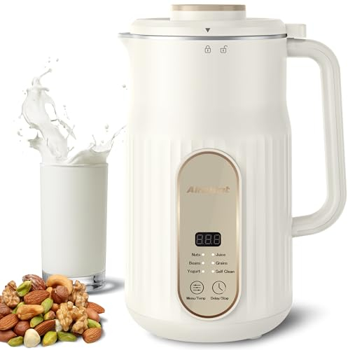 AlfaBot N2 Macchina per Latte di Noci, Macchina Automatica per il Latte di Mandorla, 1000 ml Macchina per Latte Vegetale Fatto in Casa, Avena, Soia, Bevande senza Latticini, Multifunzionale Senza BPA