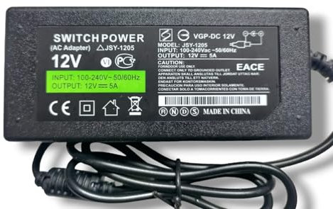 12V 5A Alimentatore trasformatore power supply 12V 5A 60W Attacco 5.5x2.1 positivo al centro ricambio modem telecamere Dvr Pc