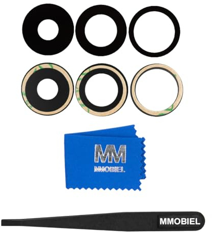 MMOBIEL Back Rear Camera Glass Lens Replacement Compatible with iPhone 15 Pro - Incl. Double Sided Adhesive, Tweezer and Cloth.