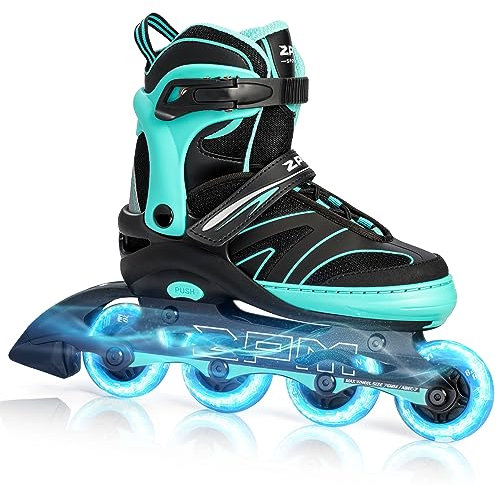 2PM SPORTS Größen Verstellbar Inliner für Kinder, Mädchen Jungen Inline Skates mit 82A PU Rollen für Damen/Herren Youngster Anfänger
