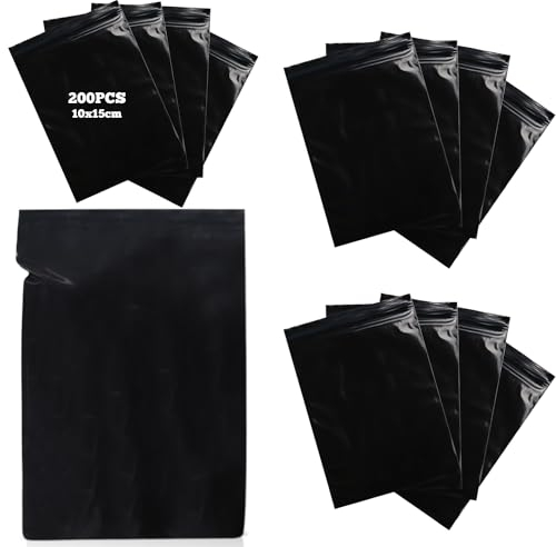 WIYETY Hygienebeutel Hygiene Entsorgungssäcke Schwarz: 200 Stück Selbstdicht Flachbeutel, Reißverschluss Selbstdicht Flachbeutel, Wiederverschließbare Verpackungsbeutel, Hygienebeutel für Damenbinden