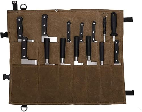 HJSSAA Messertasche Kochmesser,Messer Tasche 14 Slots,Kochmesser Rolltasche, Messertasche für Camping,Wandern, Multifunktions-Werkzeugrolltasche