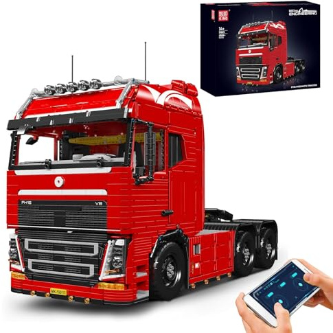 Mould King 19015 Technik LKW Bausteine, 4608 Teile pneumatisches Zugfahrzeug Bausatz Modell, Mobile Abschlepplokomotive Bausteine mit 8 Motoren, 2.4 G Fernbedienung und App Dual Control Lastwagen