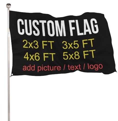 Personalisierte Flagge, Fahne Selbst Gestalten 2 × 3/3 × 5/4 × 6/5 × 8FT, Fügen Sie Ihr eigenes Bild hinzu, Text, Individuell Wanddekoration Garten-Yard-Schild Camping Fußball Flagge(ohne Fahnenmast)