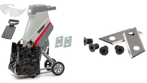 IKRA broyeur de végétaux électrique IMH 2500, Lunettes de sécurité, Sac de récupération, INCL. 2X Lames réversibles de Rechange & RYOBI - Jeu de 2 Lames Ryobi pour Broyeurs de végétaux RAC351