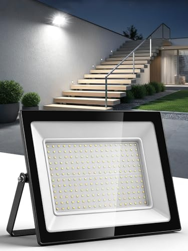 Litglobe Focos LED Exterior 200W,6500K Blanco Frío Proyector LED Exterior,20000LM Superbrillante Foco Proyector,IP66 Impermeable Iluminación de Seguridad para Patio Terraza Garaje Entrada