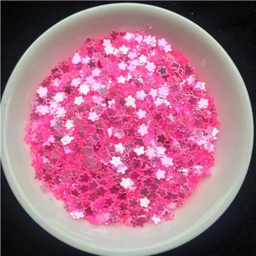 500 g/Los Stern-Herz-Nagelglitzer-Pailletten, transparente, brillante Glitzer-Pailletten für Mädchen, Pailletten zum Basteln, 3,0 mm, Pflaumenfuchsia