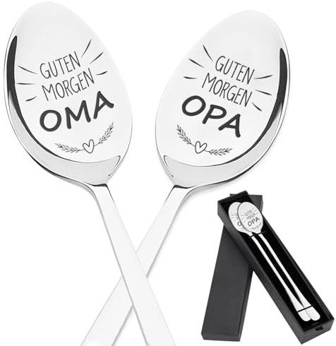 Oma und Opa Geschenke, 2 Stück Kaffeelöffel mit Gravur Beste Opa Oma Der Welt, Edelstahl Löffel, Geburtstagsgeschenk Weihnachtsgeschenke Jahrestag Sinnvolle Geschenke für Oma und Opa
