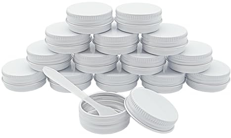 Wopanxye 15-pack 15 g aluminiumburkar, 15 ml vita metallburkar, 1/2 oz behållare med skruvlock för sminkprover, naglar, läppglans balsam, salv, slime, kryddor, godis, färger, ljus, te