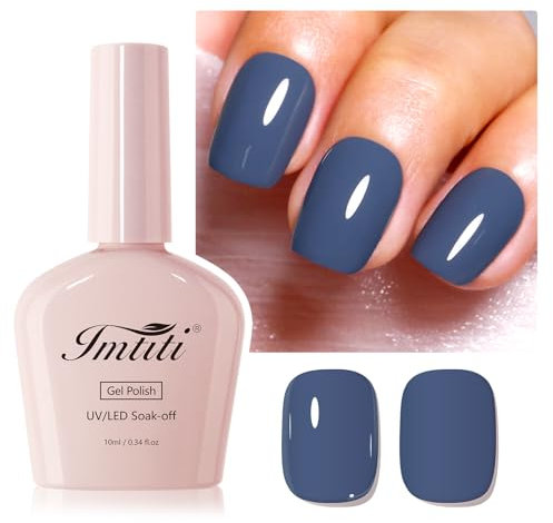 Imtiti Deep Grey Gel-Nailpolish, 1 Pcs Grey Blue Gelpolish Soak Off UV LED Gelpolish, Langlebig, Nageldesign-Maniküre Salon DIY zu Hause für Herbst und Winter (10 ML)
