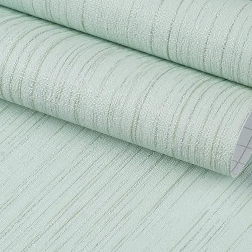 FunStick 40CMX6M Selbstklebende Tapete Hell Grün Badezimmer Tapeten Wand Uni Leinenstruktur Wasserdicht Klebefolie Möbel Pastell Grün Selbstklebende Folie Schrank Tisch Möbel Klebefolie Wohnzimmer