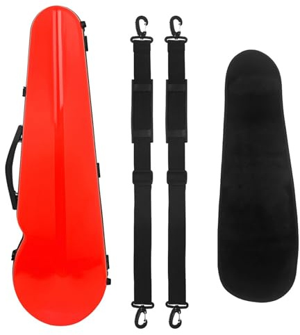 Geigenkasten Geigenkoffer 4/4-Verbundkohlefaser Ultraleichter Geigenkoffer-Rucksack Leicht(Red)