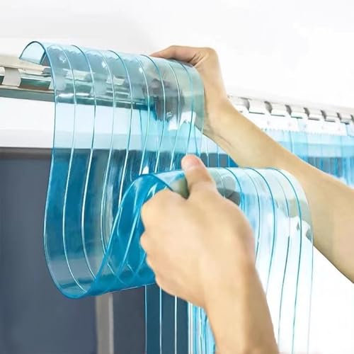 PVC Streifenvorhang,Höhe275cm x Breite255cm Streifenvorhang Industrie Bausatz komplett vormontiert transparent Set for Kühlraums, Lagertür Türs und Saubere zimmer
