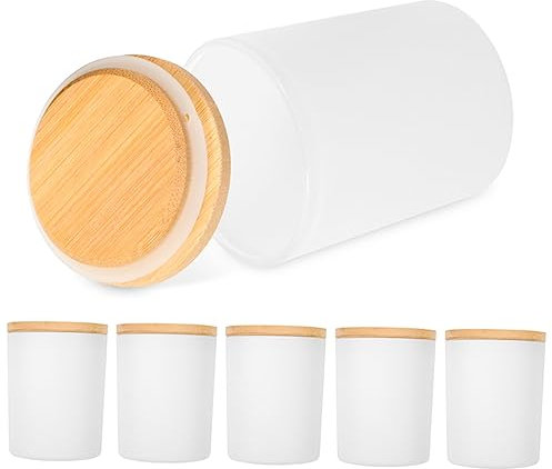 SHINEOFI Frascos de Vidrio para Velas Vacíos, 6 Juegos con Tapas para DIY