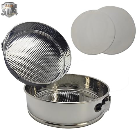 RUVAIKER 9 10 Springform Pan with Removable Bottom,304 Stainless Steel, Uncoated & Non-stick Round Spring Form Cake Mold Cheesecake Pan for Baking