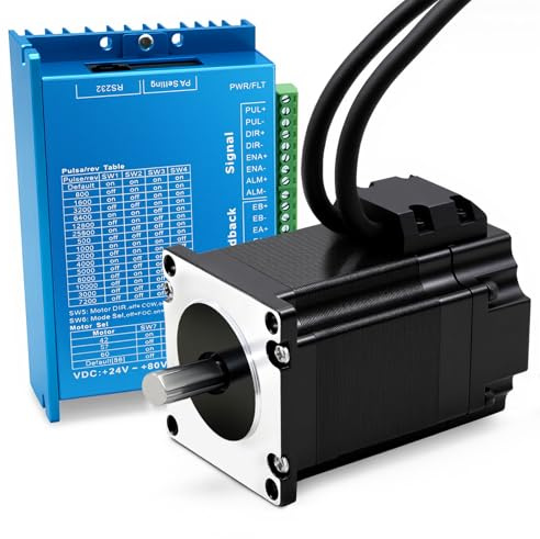 Nema 23 Closed Loop Schrittmotor 1.2 Nm 8mm Welle 3A 2 Phase 4 Wire 1.8 Stepper Winkel Einfacher Servomotor 1000 Line Encoder & 24-80VDC Nema23 57mm Stepper Motor Treiber, 1 Achse CNC KIT