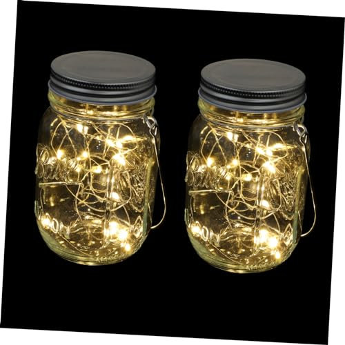 TOKIDNY Glass Jar Light Bottle Light Decor Can Shape Lamp Mason Jar 2pcs Warm White for Home Garden Party Decoration Battery Not Included