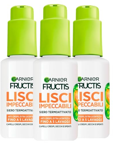 Garnier Fructis Serum thermoaktiviert, glättend, gegen Frizz, 3x 50ml | für trockenes und stumpfes Haar, feuchtigkeitsbeständig, schützt bis zu 230 °C