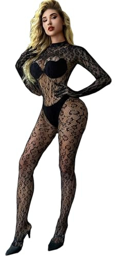 V-Ting Erotische Bodystockings für Damen, Damen Bodystocking Netz body Catsuit, Ouvert Catsuit Sexy Dessous Unterwäsche für Frau,Fischnetz Bodystocking,Sexy UltradüNner Full Body Stockings
