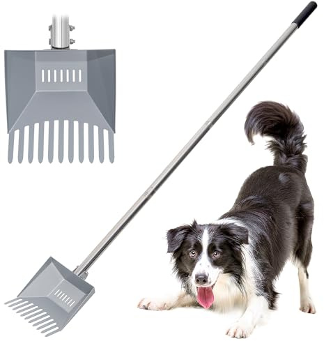 CKLT Heavy Duty Pooper Scooper 66in Tempered Spring Steel Scoop Long Stainless Steel Handle Dog Pooper Scooper for Large Dogs Outdoor Pet Waste Removal Shovel
