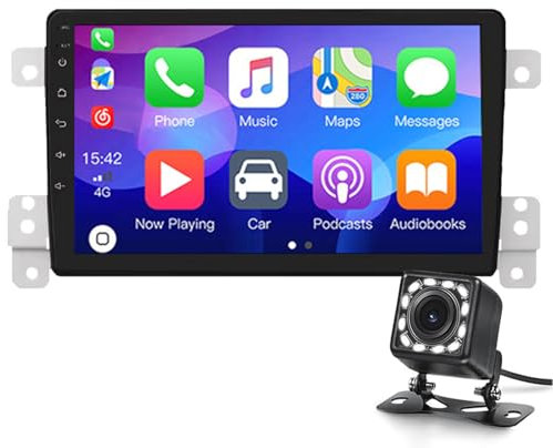 HTXPSM Android 14 Doble DIN Pantalla Táctil Estéreo para Auto Reproductor de DVD Navegación GPS con CarPlay Inalámbrico Android Auto para Suzuki Grand Vitara 2005-2015 Radio para Auto con GPS de 9 W