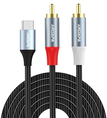 ANDAPA (1,5 m Câble USB-C vers Double RCA - Adaptateur Audio pour Téléphone, Tablette, Home Cinéma, Amplificateur, Autoradio - Compatible Samsung Galaxy S23