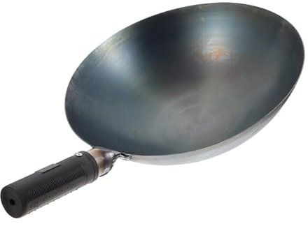 PRETYZOOM Sartén Wok de Hierro 34 Cm Sartén para Cocinar Hierro Resistente Utensilio Cocina Doméstico y Profesional para Saltear en Hogar y Restaurante