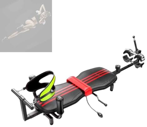 AIJILI Rückenstreck Dekompressionsbank bis 150 kg,Skalierbar 145cm-185cm Mobile Rückenstreck Streckbank Rücken-Stretch-Bank for Home Fitness Zurück Stretcher Dekompression Traktions Inversionstisch
