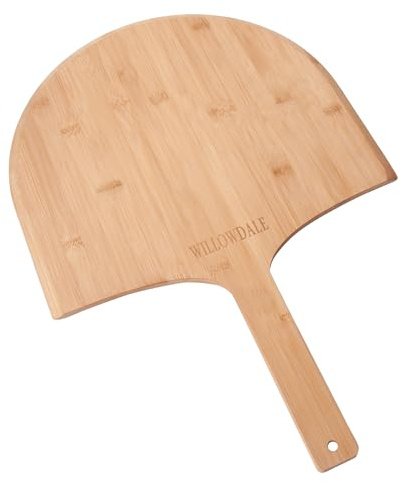 WILLOWDALE 16 Inch Wood Pizza Peel, Bamboo Pizza Paddle Spatula for Transferring & Serving, Kitchen Pizza Oven Accessories, Large Wooden Cutting Board with Handle for Cheese Bread Fruit Vegetable