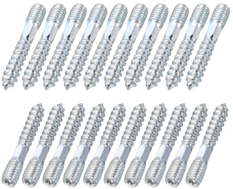 sourcing map M8 Hanger Bolts, 1.97(50mm) Length Double Headed Hanger Bolts 0.31(8mm) Wood Dowel Screw Self-Tapping Threaded Rods Screw for Assembling Wood Furniture Joint, Pack of 20