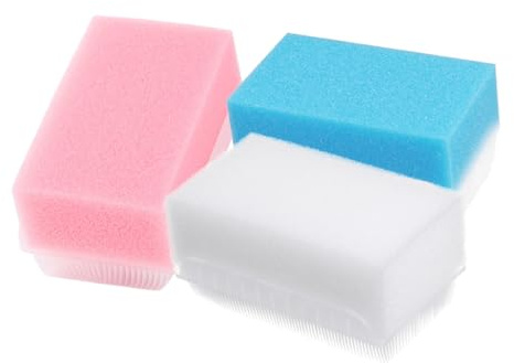 TOGEVAL 3pcs Tactile Brush Sensory Bath Scrubber Long Handle for Boys and Girls Cradle Cap Treatment and Body Scrubbing