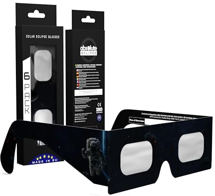 Gafas Eclipse Solar Homologadas ISO 12312-2 CE EPI | Lentes para Eclipse Solar | Fabricante Europeo Reconocido AAS | Eclipse Total España 2026 | 55+ Diseños | Packs 1/2/6/10/50/100
