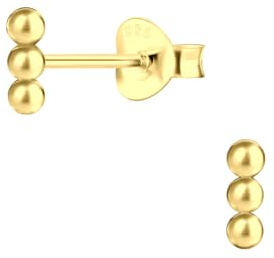Monkimau - Ball Ohrringe, Ohrstecker, Ohrschmuck - aus 925 Sterling Silber - für Damen und Mädchen - handgefertigt, hypoallergen und kleine Geschenkidee