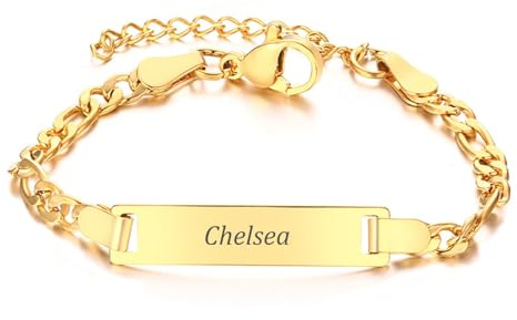 Gamtic Personalised Baby Name Bracelets - Custom Engraved Pearl Pink Crystal Beads Bracelet for Kids Infant Girls Boy New Born Toddler Adjustable Birthday Baby Christening Gift