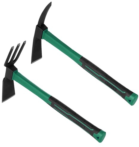 NAUKII 2pcs Pick Axes for Digging and No Installation Required Garden Hoe and Cultivator Hand Rake Garden Tool Durable and Comfortable Handle Mattock Weeding Hoe（Light Blue）