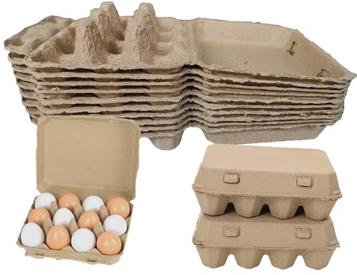 QIUMING Eierschachtel Pappe Wiederverwendbare Eierkarton 12er Pappe Eierschachtel Pappe mit Deckel Stapelbar Platzsparend geeignet zur Aufbewahrung von Eiern, Enteneiern (braun, 12 Fächer)