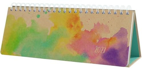SIGEL Jolie Tischkalender Querkalender 2027 gelb lila | 7J901, Hardcover, 2 Seiten = unten Woche / oben Planungsseite, 126 Seiten, zum Aufstellen, aus nachhaltigem Papier