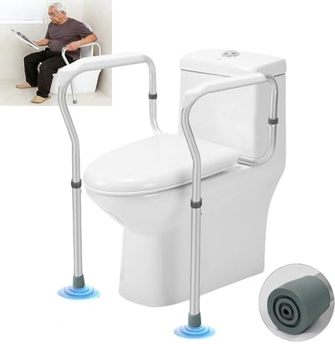 Xtrillogen Aufstehhilfe Toilette für Senioren,Toilettensitzerhöhung mit Armlehnen,Höhenverstellbaren WC Aufstehhilfe Ohne Bohren,Toilette Haltegriff für Senioren und Behinderung Schwangere Frauen