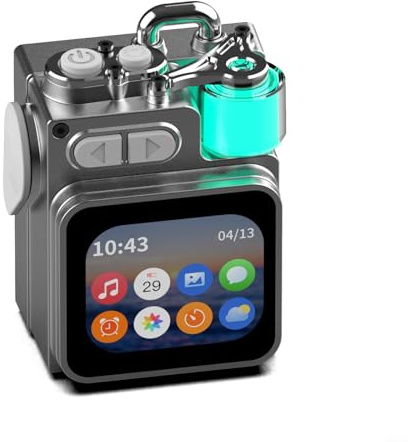 Hoppipola Mini altavoz inalámbrico con pantalla táctil, subwoofer de graves profundos, clasificación IPX7, 5.4, diseño portátil para deportes al aire libre, gris